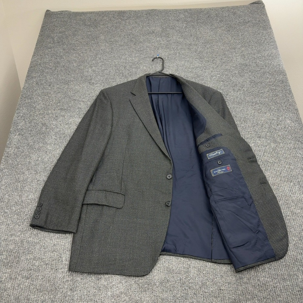 Coppley Ermenegildo Zegna Blazer Men 48R Gray Wool Houndstooth Sport Coat Luxury